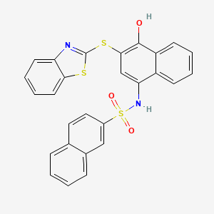 molecular formula C27H18N2O3S3 B2834778 N-[3-(1,3-benzothiazol-2-ylsulfanyl)-4-hydroxynaphthalen-1-yl]naphthalene-2-sulfonamide CAS No. 477498-78-5