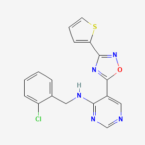 molecular formula C17H12ClN5OS B2834780 N-(2-chlorobenzyl)-5-(3-(thiophen-2-yl)-1,2,4-oxadiazol-5-yl)pyrimidin-4-amine CAS No. 2034387-14-7