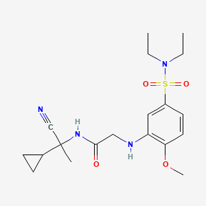 molecular formula C19H28N4O4S B2834787 N-(1-Cyano-1-cyclopropylethyl)-2-[5-(diethylsulfamoyl)-2-methoxyanilino]acetamide CAS No. 1043217-46-4