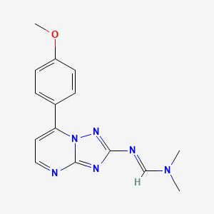 molecular formula C15H16N6O B2834799 N'-[7-(4-methoxyphenyl)-[1,2,4]triazolo[1,5-a]pyrimidin-2-yl]-N,N-dimethylmethanimidamide CAS No. 303145-77-9