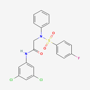 molecular formula C20H15Cl2FN2O3S B2834804 N-(3,5-dichlorophenyl)-2-{[(4-fluorophenyl)sulfonyl]anilino}acetamide CAS No. 339103-38-7