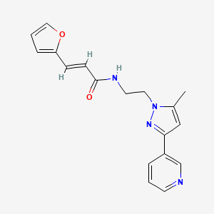 molecular formula C18H18N4O2 B2834806 (E)-3-(furan-2-yl)-N-(2-(5-methyl-3-(pyridin-3-yl)-1H-pyrazol-1-yl)ethyl)acrylamide CAS No. 2035006-83-6