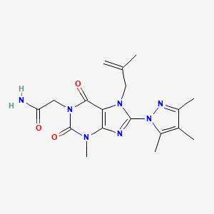 2-[3-methyl-7-(2-methylprop-2-en-1-yl)-2,6-dioxo-8-(3,4,5-trimethyl-1H-pyrazol-1-yl)-2,3,6,7-tetrahydro-1H-purin-1-yl]acetamide