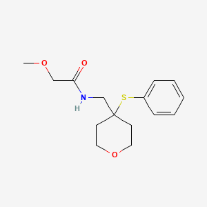 molecular formula C15H21NO3S B2834821 2-methoxy-N-((4-(phenylthio)tetrahydro-2H-pyran-4-yl)methyl)acetamide CAS No. 1797059-22-3