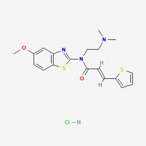 molecular formula C19H22ClN3O2S2 B2834822 (E)-N-(2-(dimethylamino)ethyl)-N-(5-methoxybenzo[d]thiazol-2-yl)-3-(thiophen-2-yl)acrylamide hydrochloride CAS No. 1052530-81-0