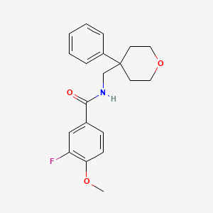 molecular formula C20H22FNO3 B2834824 3-fluoro-4-methoxy-N-((4-phenyltetrahydro-2H-pyran-4-yl)methyl)benzamide CAS No. 1626032-64-1