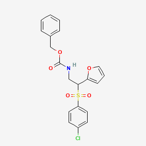 molecular formula C20H18ClNO5S B2834826 Benzyl (2-((4-chlorophenyl)sulfonyl)-2-(furan-2-yl)ethyl)carbamate CAS No. 877816-37-0
