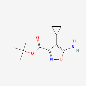 molecular formula C11H16N2O3 B2834827 Tert-butyl 5-amino-4-cyclopropyl-1,2-oxazole-3-carboxylate CAS No. 2248283-84-1