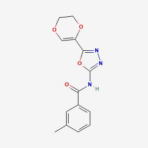 N-(5-(5,6-dihydro-1,4-dioxin-2-yl)-1,3,4-oxadiazol-2-yl)-3-methylbenzamide