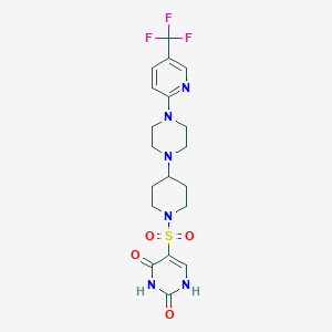 molecular formula C19H23F3N6O4S B2834855 5-[(4-{4-[5-(Trifluoromethyl)pyridin-2-yl]piperazin-1-yl}piperidin-1-yl)sulfonyl]-1,2,3,4-tetrahydropyrimidine-2,4-dione CAS No. 2097936-73-5