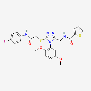 molecular formula C24H22FN5O4S2 B2834858 N-((4-(2,5-dimethoxyphenyl)-5-((2-((4-fluorophenyl)amino)-2-oxoethyl)thio)-4H-1,2,4-triazol-3-yl)methyl)thiophene-2-carboxamide CAS No. 309968-81-8