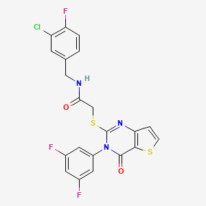 molecular formula C21H13ClF3N3O2S2 B2834859 N-(3-chloro-4-fluorobenzyl)-2-{[3-(3,5-difluorophenyl)-4-oxo-3,4-dihydrothieno[3,2-d]pyrimidin-2-yl]sulfanyl}acetamide CAS No. 1261020-61-4