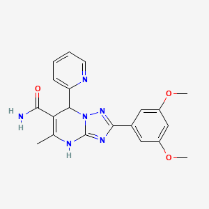 molecular formula C20H20N6O3 B2834865 2-(3,5-Dimethoxyphenyl)-5-methyl-7-(pyridin-2-yl)-4,7-dihydro-[1,2,4]triazolo[1,5-a]pyrimidine-6-carboxamide CAS No. 538319-79-8