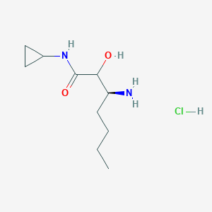 molecular formula C10H21ClN2O2 B2834866 Heptanamide, 3-amino-N-cyclopropyl-2-hydroxy-, (Hydrochloride) (1:1), (3S)- CAS No. 1137141-25-3