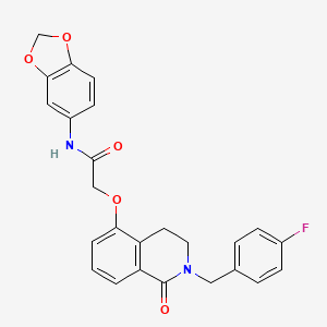 molecular formula C25H21FN2O5 B2834875 N-(benzo[d][1,3]dioxol-5-yl)-2-((2-(4-fluorobenzyl)-1-oxo-1,2,3,4-tetrahydroisoquinolin-5-yl)oxy)acetamide CAS No. 850906-02-4