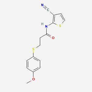 molecular formula C15H14N2O2S2 B2834894 N-(3-cyanothiophen-2-yl)-3-[(4-methoxyphenyl)sulfanyl]propanamide CAS No. 942007-06-9