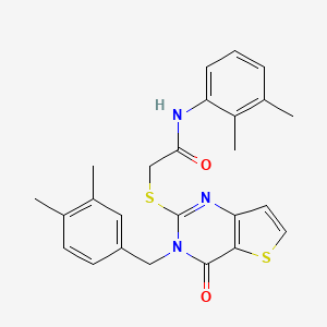molecular formula C25H25N3O2S2 B2834903 2-{[3-(3,4-dimethylbenzyl)-4-oxo-3,4-dihydrothieno[3,2-d]pyrimidin-2-yl]sulfanyl}-N-(2,3-dimethylphenyl)acetamide CAS No. 1252930-35-0