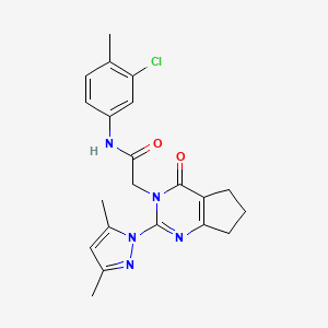 molecular formula C21H22ClN5O2 B2834905 N-(3-chloro-4-methylphenyl)-2-(2-(3,5-dimethyl-1H-pyrazol-1-yl)-4-oxo-4,5,6,7-tetrahydro-3H-cyclopenta[d]pyrimidin-3-yl)acetamide CAS No. 1019102-17-0