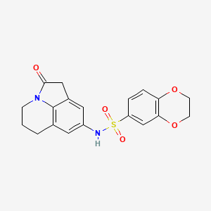 molecular formula C19H18N2O5S B2834913 N-(2-oxo-2,4,5,6-tetrahydro-1H-pyrrolo[3,2,1-ij]quinolin-8-yl)-2,3-dihydrobenzo[b][1,4]dioxine-6-sulfonamide CAS No. 898411-10-4
