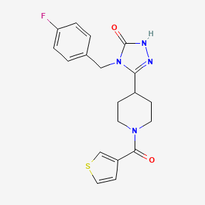 molecular formula C19H19FN4O2S B2834923 4-(4-fluorobenzyl)-5-[1-(3-thienylcarbonyl)piperidin-4-yl]-2,4-dihydro-3H-1,2,4-triazol-3-one CAS No. 1775524-36-1