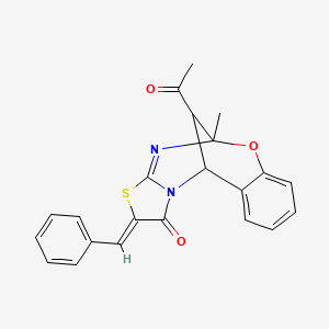 molecular formula C22H18N2O3S B2834926 (Z)-13-acetyl-2-benzylidene-5-methyl-5,11-dihydro-5,11-methanobenzo[g]thiazolo[2,3-d][1,3,5]oxadiazocin-1(2H)-one CAS No. 1009581-23-0