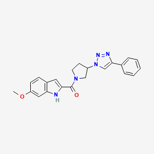 molecular formula C22H21N5O2 B2834939 (6-methoxy-1H-indol-2-yl)(3-(4-phenyl-1H-1,2,3-triazol-1-yl)pyrrolidin-1-yl)methanone CAS No. 2034558-41-1