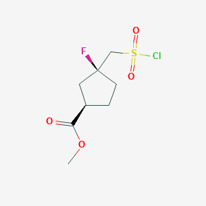 molecular formula C8H12ClFO4S B2834941 Methyl (1R,3S)-3-(chlorosulfonylmethyl)-3-fluorocyclopentane-1-carboxylate CAS No. 2361609-74-5
