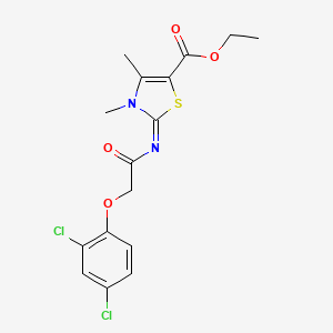 molecular formula C16H16Cl2N2O4S B2834951 ethyl (2Z)-2-{[2-(2,4-dichlorophenoxy)acetyl]imino}-3,4-dimethyl-2,3-dihydro-1,3-thiazole-5-carboxylate CAS No. 393839-01-5