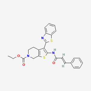 molecular formula C26H23N3O3S2 B2834952 ethyl 3-(1,3-benzothiazol-2-yl)-2-[(2E)-3-phenylprop-2-enamido]-4H,5H,6H,7H-thieno[2,3-c]pyridine-6-carboxylate CAS No. 864927-33-3