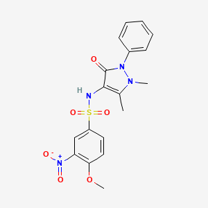 molecular formula C18H18N4O6S B2834957 N-(1,5-dimethyl-3-oxo-2-phenyl-2,3-dihydro-1H-pyrazol-4-yl)-4-methoxy-3-nitrobenzenesulfonamide CAS No. 326882-03-5