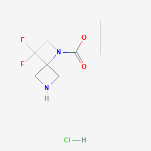 molecular formula C10H17ClF2N2O2 B2834958 Tert-butyl 3,3-difluoro-1,6-diazaspiro[3.3]heptane-1-carboxylate hydrochloride CAS No. 2102412-20-2