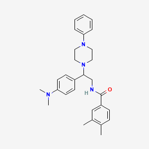 molecular formula C29H36N4O B2834968 N-{2-[4-(dimethylamino)phenyl]-2-(4-phenylpiperazin-1-yl)ethyl}-3,4-dimethylbenzamide CAS No. 946364-94-9