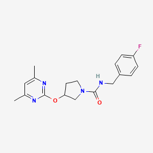 molecular formula C18H21FN4O2 B2834974 3-((4,6-dimethylpyrimidin-2-yl)oxy)-N-(4-fluorobenzyl)pyrrolidine-1-carboxamide CAS No. 2034252-79-2