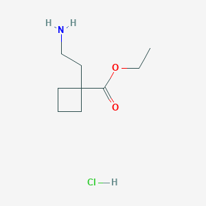 molecular formula C9H18ClNO2 B2835001 Ethyl 1-(2-aminoethyl)cyclobutane-1-carboxylate hydrochloride CAS No. 2287332-36-7