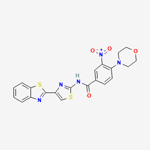 molecular formula C21H17N5O4S2 B2835004 N-(4-(benzo[d]thiazol-2-yl)thiazol-2-yl)-4-morpholino-3-nitrobenzamide CAS No. 477538-95-7