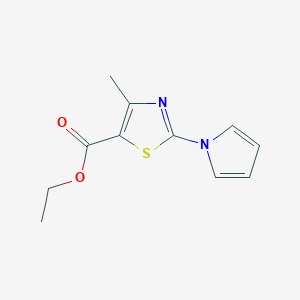 molecular formula C11H12N2O2S B2835006 ethyl 4-methyl-2-(1H-pyrrol-1-yl)-1,3-thiazole-5-carboxylate CAS No. 263386-26-1
