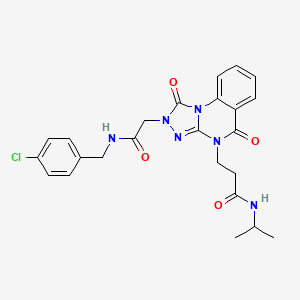 molecular formula C24H25ClN6O4 B2835017 2-[2-(isopropylamino)-2-oxoethyl]-N-(4-methylbenzyl)-3-oxo-2,3-dihydro[1,2,4]triazolo[4,3-a]pyridine-6-carboxamide CAS No. 1112308-39-0