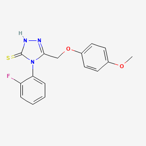 molecular formula C16H14FN3O2S B2835024 4-(2-fluorophenyl)-5-(4-methoxyphenoxymethyl)-4H-1,2,4-triazole-3-thiol CAS No. 722465-65-8