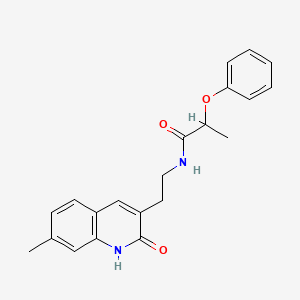 molecular formula C21H22N2O3 B2835026 N-[2-(7-methyl-2-oxo-1,2-dihydroquinolin-3-yl)ethyl]-2-phenoxypropanamide CAS No. 851405-08-8