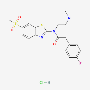 molecular formula C20H23ClFN3O3S2 B2835044 N-(2-(dimethylamino)ethyl)-2-(4-fluorophenyl)-N-(6-(methylsulfonyl)benzo[d]thiazol-2-yl)acetamide hydrochloride CAS No. 1216593-78-0