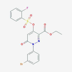 molecular formula C19H14BrFN2O6S B2835055 Ethyl 1-(3-bromophenyl)-4-(((2-fluorophenyl)sulfonyl)oxy)-6-oxo-1,6-dihydropyridazine-3-carboxylate CAS No. 899959-33-2