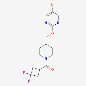 molecular formula C15H18BrF2N3O2 B2835134 5-Bromo-2-{[1-(3,3-difluorocyclobutanecarbonyl)piperidin-4-yl]methoxy}pyrimidine CAS No. 2380034-54-6