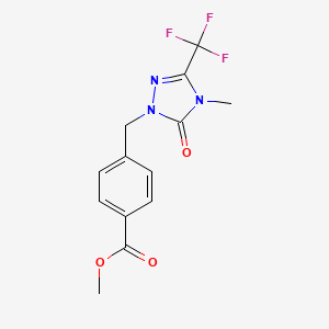 molecular formula C13H12F3N3O3 B2835161 methyl 4-((4-methyl-5-oxo-3-(trifluoromethyl)-4,5-dihydro-1H-1,2,4-triazol-1-yl)methyl)benzoate CAS No. 1421476-06-3