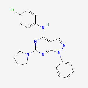 molecular formula C21H19ClN6 B2835188 N-(4-chlorophenyl)-1-phenyl-6-(pyrrolidin-1-yl)-1H-pyrazolo[3,4-d]pyrimidin-4-amine CAS No. 946218-33-3