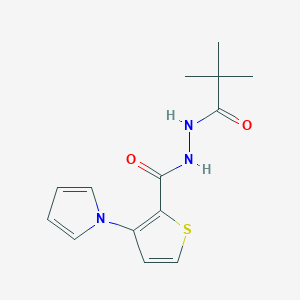 molecular formula C14H17N3O2S B2835191 N'-(2,2-dimethylpropanoyl)-3-(1H-pyrrol-1-yl)thiophene-2-carbohydrazide CAS No. 478062-81-6