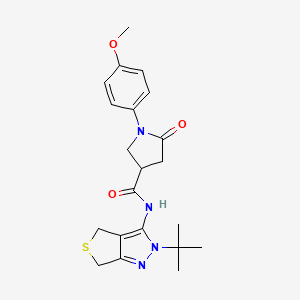 molecular formula C21H26N4O3S B2835194 N-(2-(tert-butyl)-4,6-dihydro-2H-thieno[3,4-c]pyrazol-3-yl)-1-(4-methoxyphenyl)-5-oxopyrrolidine-3-carboxamide CAS No. 893929-24-3