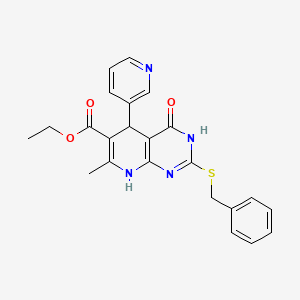 Ethyl 2-(benzylthio)-7-methyl-4-oxo-5-(pyridin-3-yl)-3,4,5,8-tetrahydropyrido[2,3-d]pyrimidine-6-carboxylate