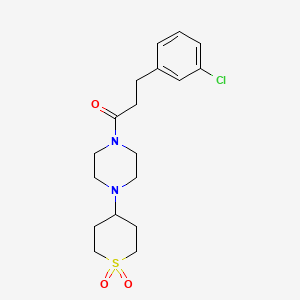 molecular formula C18H25ClN2O3S B2835212 4-{4-[3-(3-chlorophenyl)propanoyl]piperazin-1-yl}-1lambda6-thiane-1,1-dione CAS No. 1903383-08-3