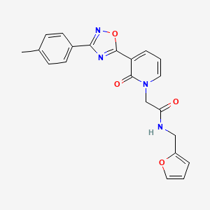 molecular formula C21H18N4O4 B2835235 N-[(furan-2-yl)methyl]-2-{3-[3-(4-methylphenyl)-1,2,4-oxadiazol-5-yl]-2-oxo-1,2-dihydropyridin-1-yl}acetamide CAS No. 1185042-04-9