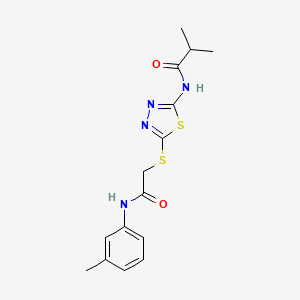 molecular formula C15H18N4O2S2 B2835251 N-(5-((2-oxo-2-(m-tolylamino)ethyl)thio)-1,3,4-thiadiazol-2-yl)isobutyramide CAS No. 392291-90-6